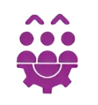 Purple abstract people with gear design.