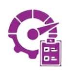 Purple speedometer and clipboard icon.